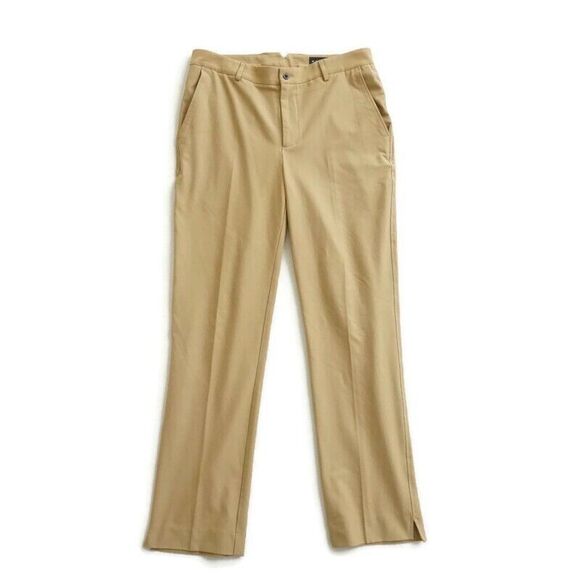 Dunning Mens Golf Pants Flat Front Zip Fly Tan Beige Polyester Size 32 x 31 - Picture 1 of 10